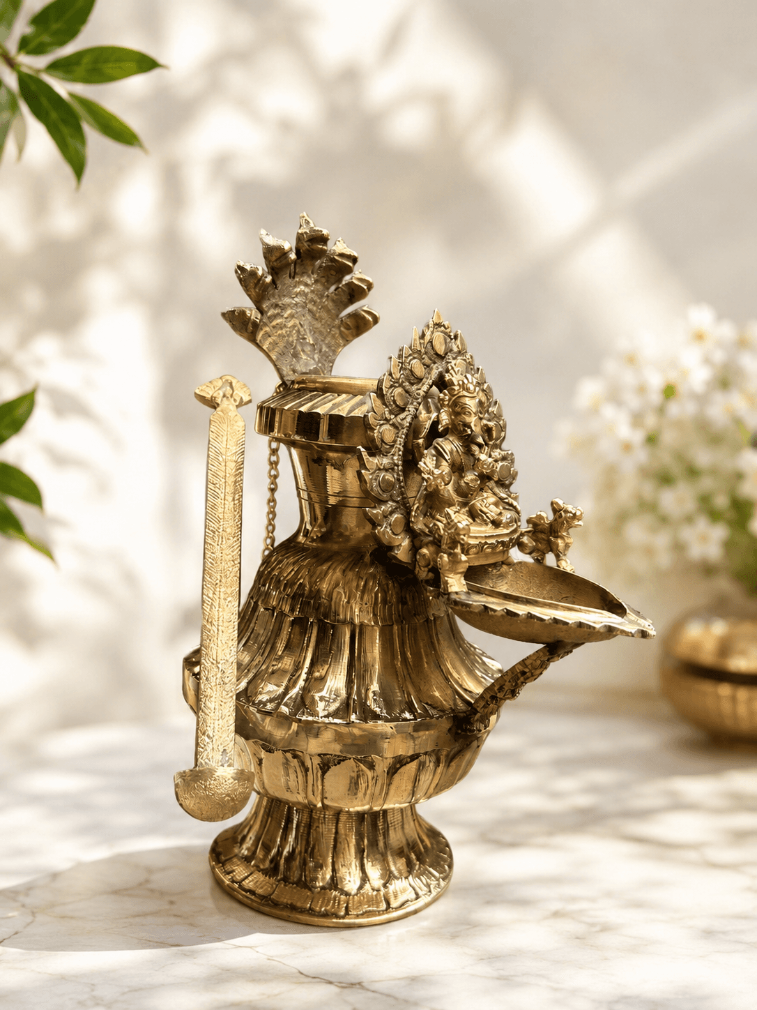 Nepalese Brass Ritual Oil Lamp | Big Sukunda